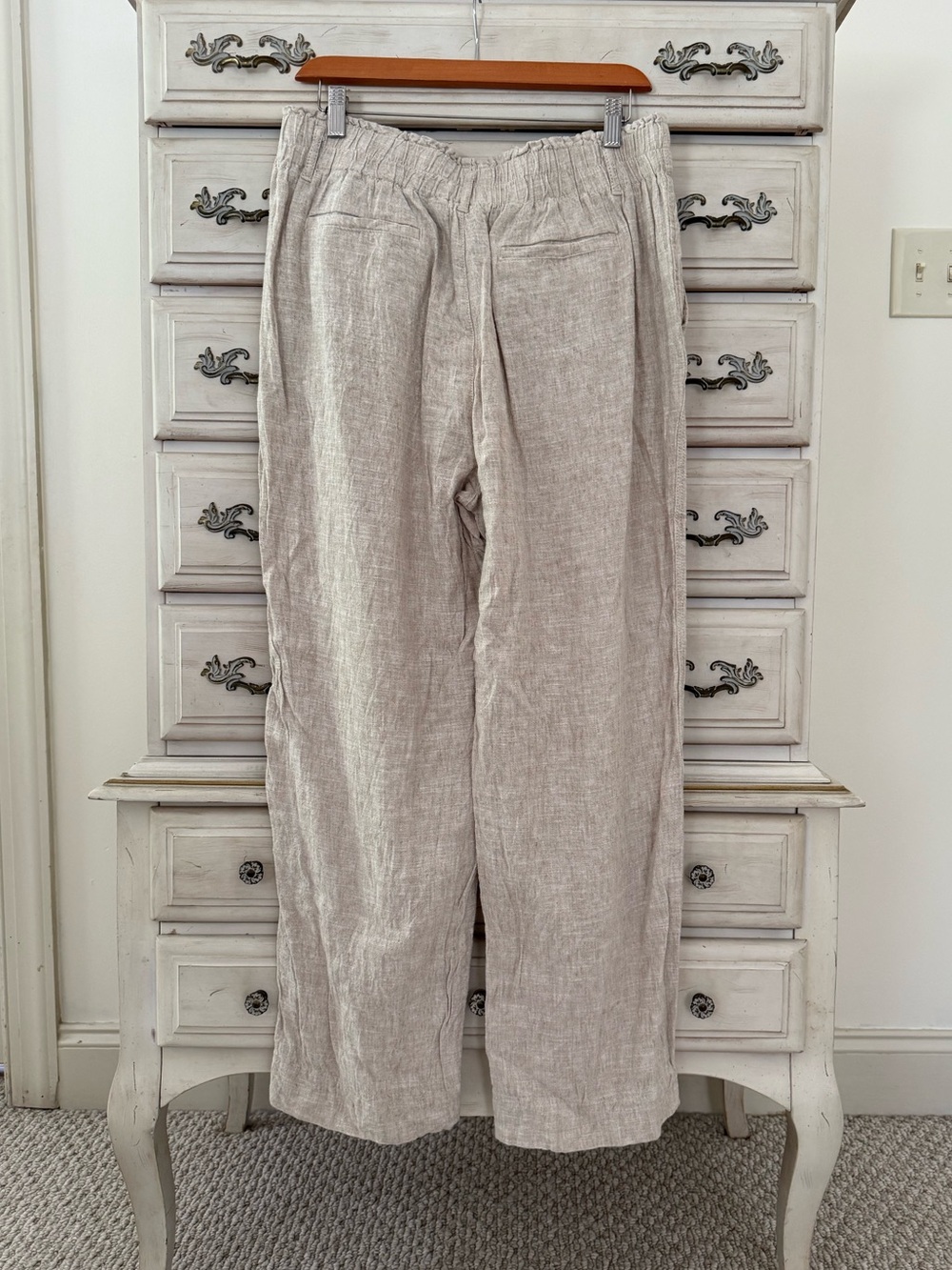 Briggs Oatmeal Linen Boho Wide Leg Pants - Picture 2 of 5